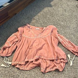 Lucky Brand, Peach long sleeve flowy shirt, Size M